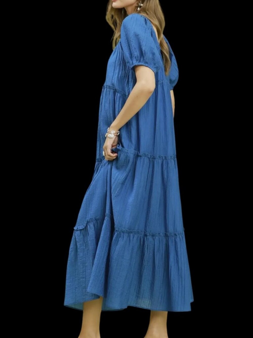 Umgee Textured Tiered Midi Dress